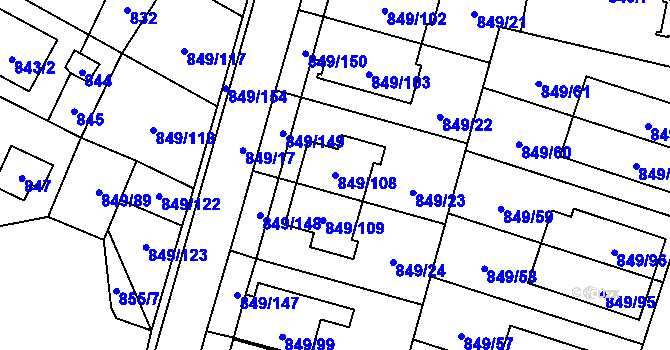 Parcela st. 849/108 v KÚ Výškovice u Ostravy, Katastrální mapa