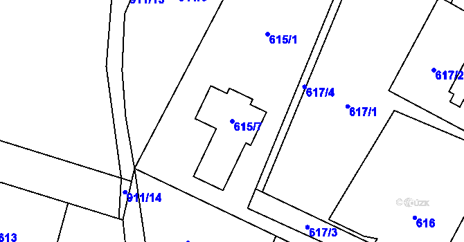Parcela st. 615/7 v KÚ Výškovice u Ostravy, Katastrální mapa