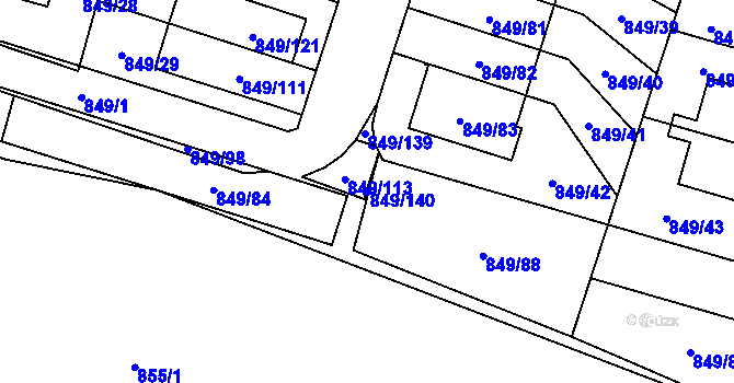 Parcela st. 849/140 v KÚ Výškovice u Ostravy, Katastrální mapa