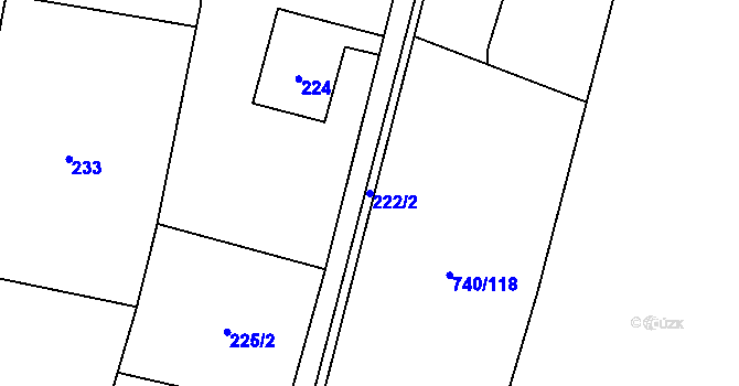 Parcela st. 222/2 v KÚ Výškovice u Ostravy, Katastrální mapa