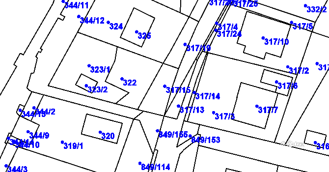 Parcela st. 317/15 v KÚ Výškovice u Ostravy, Katastrální mapa