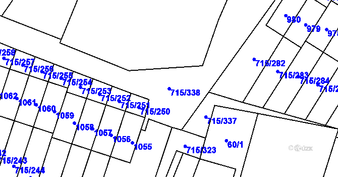 Parcela st. 715/338 v KÚ Výškovice u Ostravy, Katastrální mapa