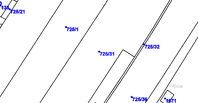 Parcela st. 725/31 v KÚ Výškovice u Ostravy, Katastrální mapa