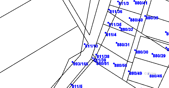 Parcela st. 811/10 v KÚ Výškovice u Ostravy, Katastrální mapa