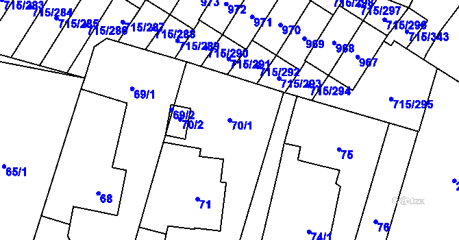 Parcela st. 70/1 v KÚ Výškovice u Ostravy, Katastrální mapa