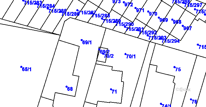 Parcela st. 70/2 v KÚ Výškovice u Ostravy, Katastrální mapa