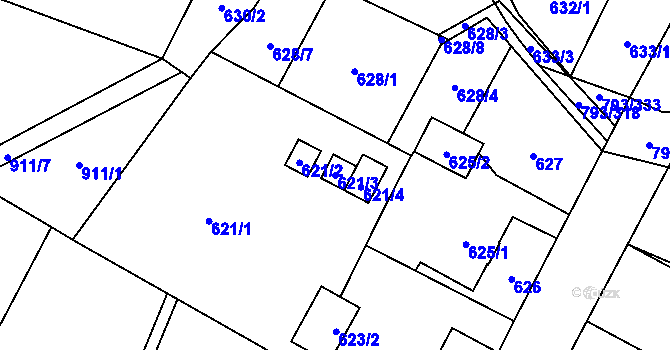 Parcela st. 621/3 v KÚ Výškovice u Ostravy, Katastrální mapa