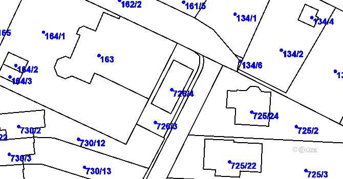 Parcela st. 726/4 v KÚ Výškovice u Ostravy, Katastrální mapa