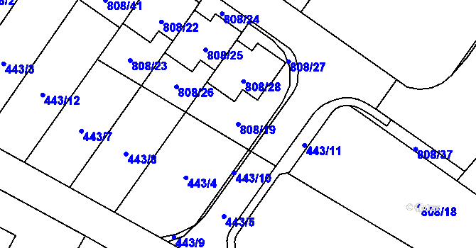 Parcela st. 808/19 v KÚ Výškovice u Ostravy, Katastrální mapa