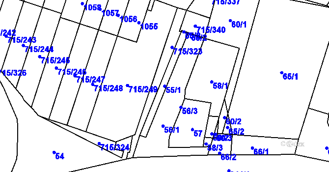 Parcela st. 55/1 v KÚ Výškovice u Ostravy, Katastrální mapa