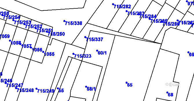 Parcela st. 60/1 v KÚ Výškovice u Ostravy, Katastrální mapa