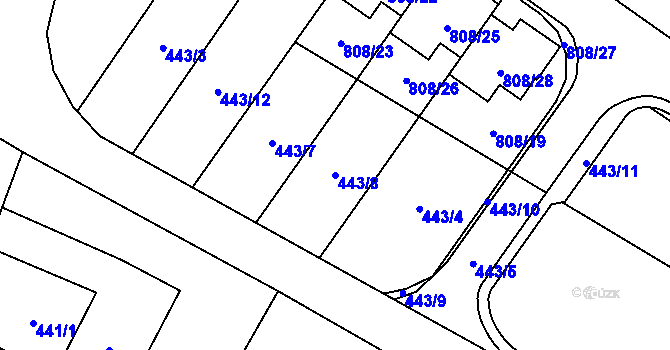 Parcela st. 443/8 v KÚ Výškovice u Ostravy, Katastrální mapa