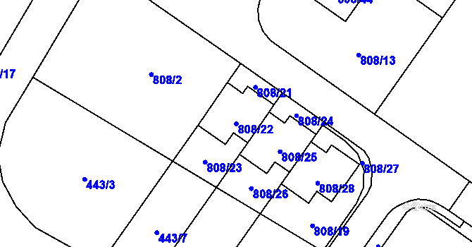 Parcela st. 808/22 v KÚ Výškovice u Ostravy, Katastrální mapa
