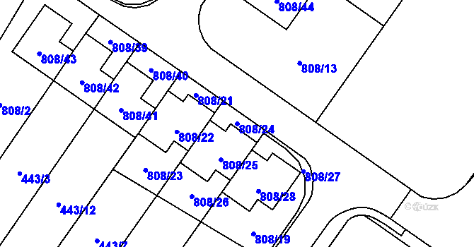 Parcela st. 808/24 v KÚ Výškovice u Ostravy, Katastrální mapa