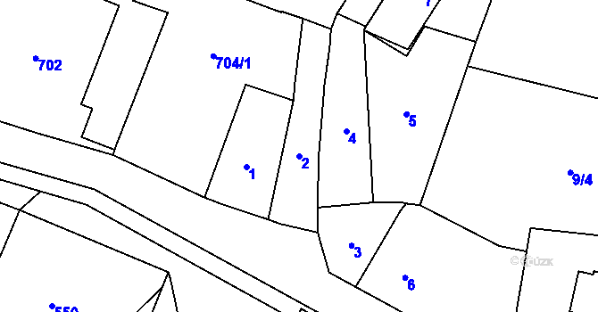 Parcela st. 2 v KÚ Výškovice u Ostravy, Katastrální mapa