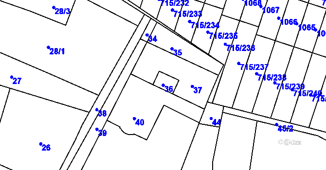 Parcela st. 36 v KÚ Výškovice u Ostravy, Katastrální mapa