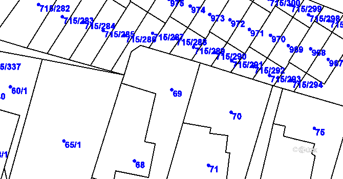 Parcela st. 69 v KÚ Výškovice u Ostravy, Katastrální mapa