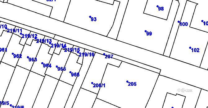 Parcela st. 207 v KÚ Výškovice u Ostravy, Katastrální mapa