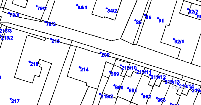 Parcela st. 209 v KÚ Výškovice u Ostravy, Katastrální mapa