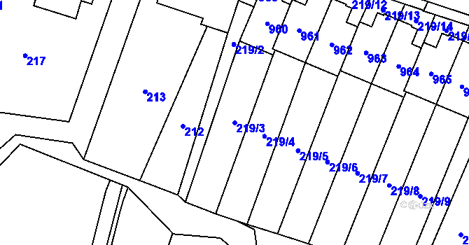 Parcela st. 219/3 v KÚ Výškovice u Ostravy, Katastrální mapa