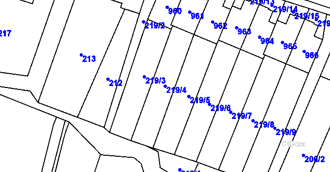 Parcela st. 219/4 v KÚ Výškovice u Ostravy, Katastrální mapa
