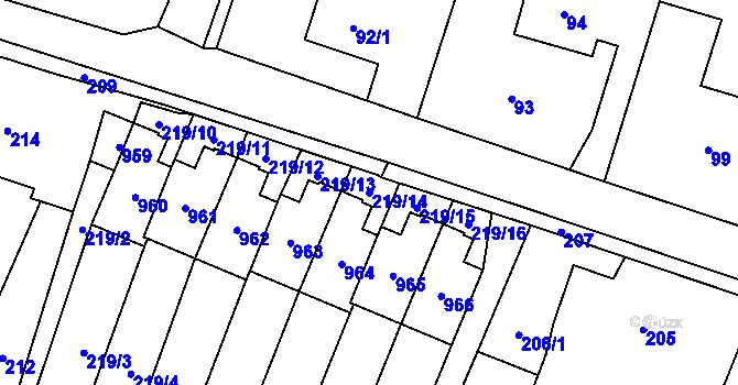 Parcela st. 219/14 v KÚ Výškovice u Ostravy, Katastrální mapa