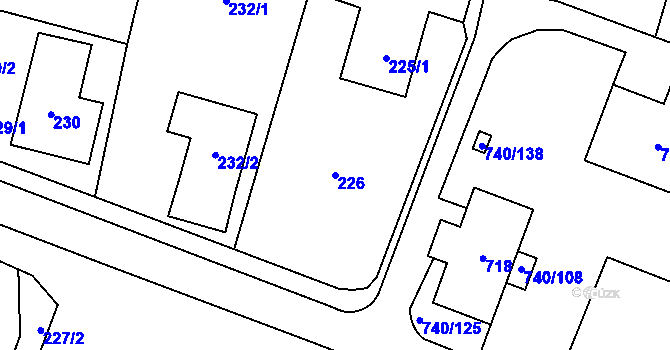 Parcela st. 226 v KÚ Výškovice u Ostravy, Katastrální mapa