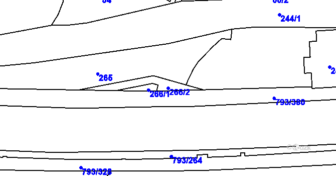 Parcela st. 266/2 v KÚ Výškovice u Ostravy, Katastrální mapa
