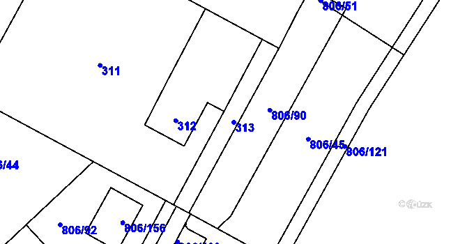 Parcela st. 313 v KÚ Výškovice u Ostravy, Katastrální mapa