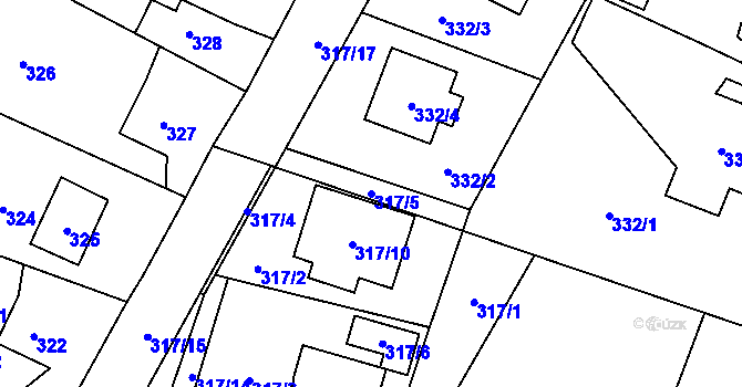 Parcela st. 317/5 v KÚ Výškovice u Ostravy, Katastrální mapa