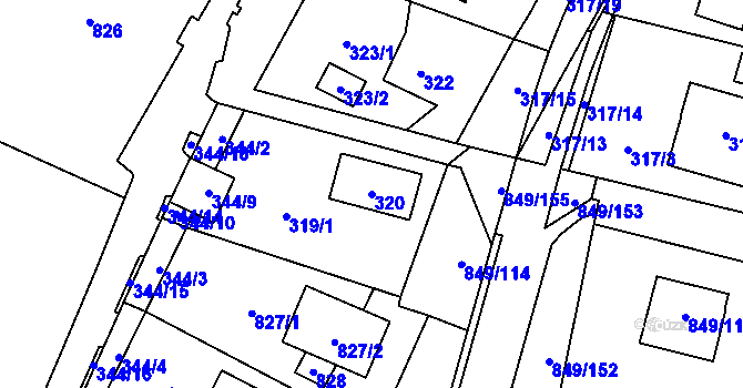 Parcela st. 320 v KÚ Výškovice u Ostravy, Katastrální mapa