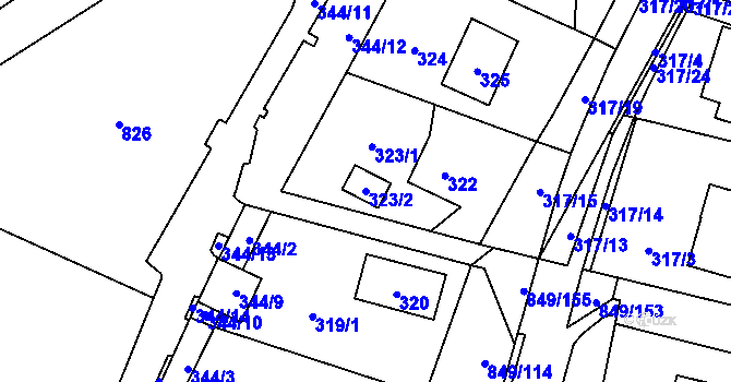 Parcela st. 323/2 v KÚ Výškovice u Ostravy, Katastrální mapa