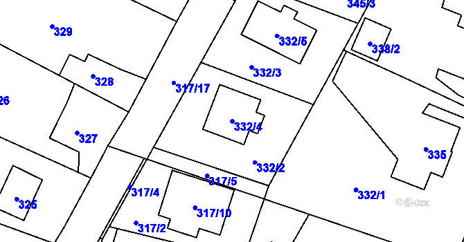 Parcela st. 332/4 v KÚ Výškovice u Ostravy, Katastrální mapa