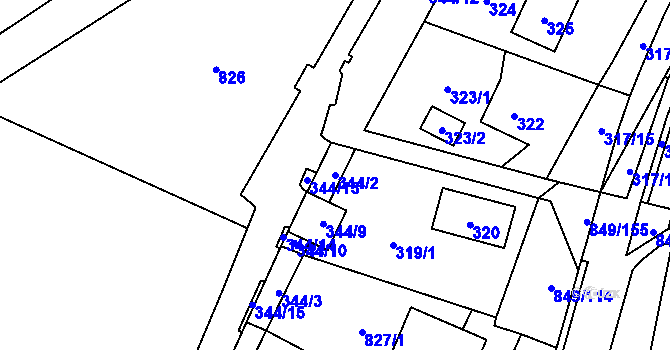 Parcela st. 344/2 v KÚ Výškovice u Ostravy, Katastrální mapa