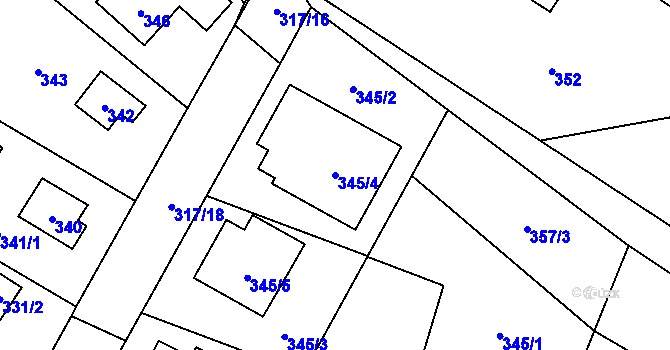 Parcela st. 345/4 v KÚ Výškovice u Ostravy, Katastrální mapa