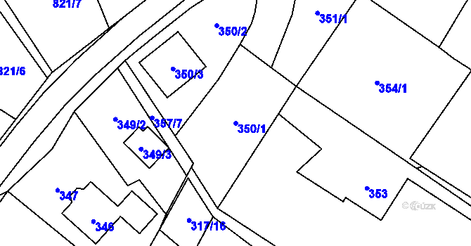 Parcela st. 350/1 v KÚ Výškovice u Ostravy, Katastrální mapa