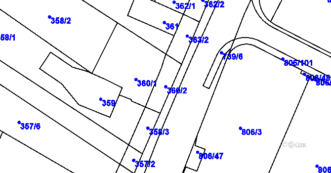 Parcela st. 360/2 v KÚ Výškovice u Ostravy, Katastrální mapa