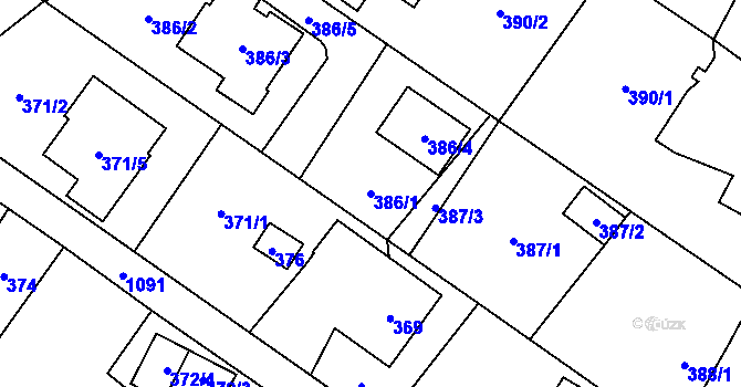Parcela st. 386/1 v KÚ Výškovice u Ostravy, Katastrální mapa