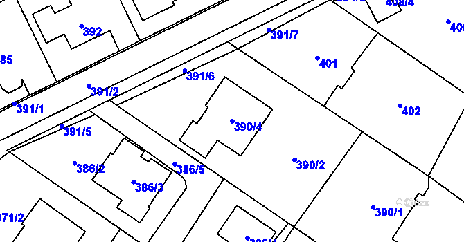 Parcela st. 390/4 v KÚ Výškovice u Ostravy, Katastrální mapa