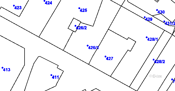 Parcela st. 426/1 v KÚ Výškovice u Ostravy, Katastrální mapa
