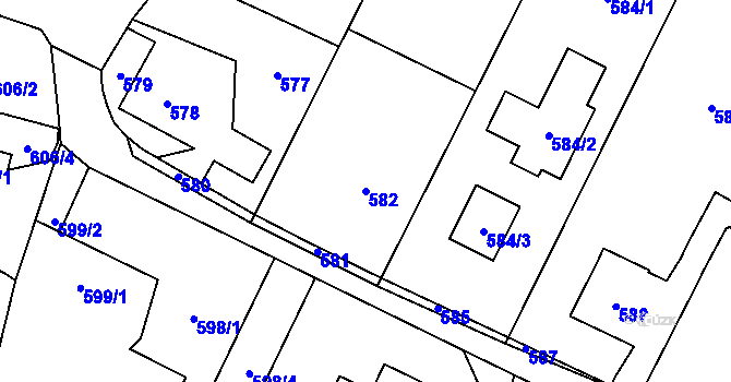 Parcela st. 582 v KÚ Výškovice u Ostravy, Katastrální mapa