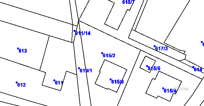 Parcela st. 615/2 v KÚ Výškovice u Ostravy, Katastrální mapa