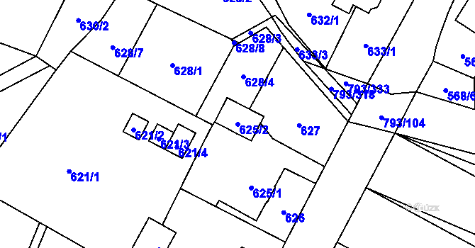 Parcela st. 625/2 v KÚ Výškovice u Ostravy, Katastrální mapa