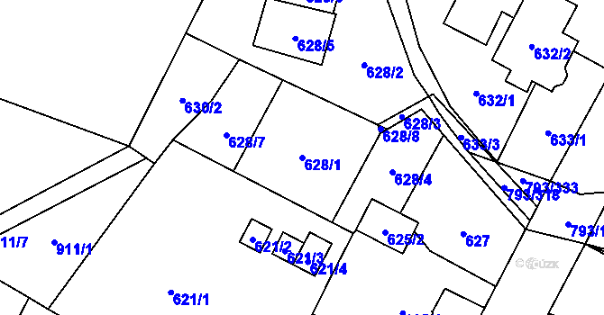 Parcela st. 628/1 v KÚ Výškovice u Ostravy, Katastrální mapa