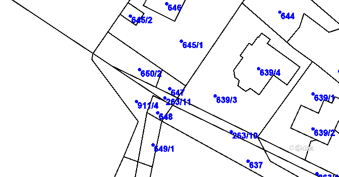 Parcela st. 647 v KÚ Výškovice u Ostravy, Katastrální mapa