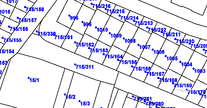 Parcela st. 715/164 v KÚ Výškovice u Ostravy, Katastrální mapa