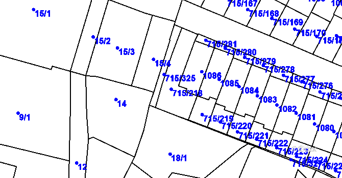 Parcela st. 715/218 v KÚ Výškovice u Ostravy, Katastrální mapa