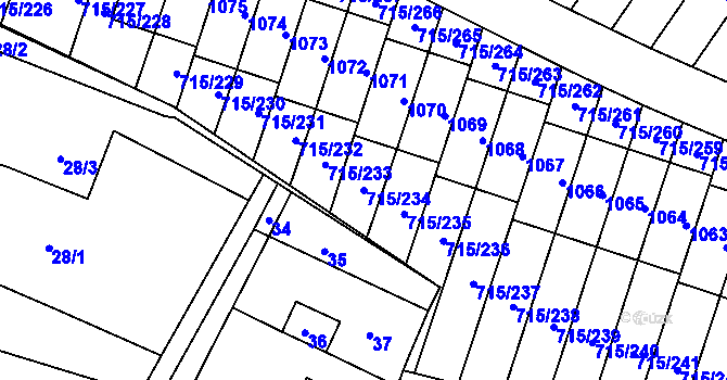 Parcela st. 715/234 v KÚ Výškovice u Ostravy, Katastrální mapa