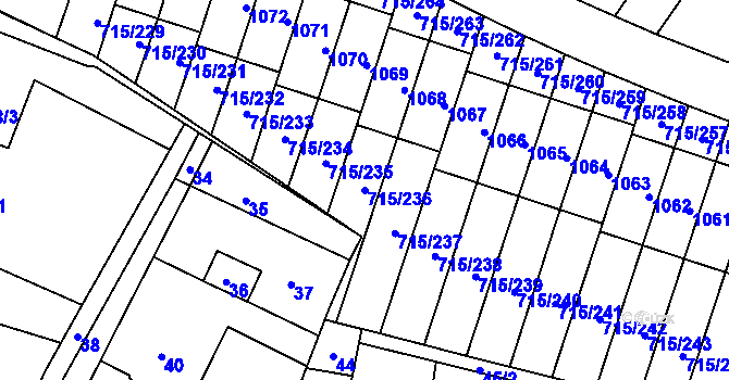 Parcela st. 715/236 v KÚ Výškovice u Ostravy, Katastrální mapa