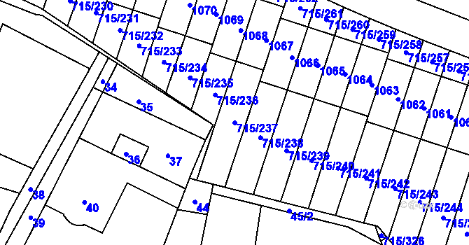 Parcela st. 715/237 v KÚ Výškovice u Ostravy, Katastrální mapa